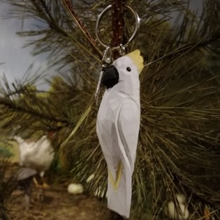 Wooden keychain parrot cacatua