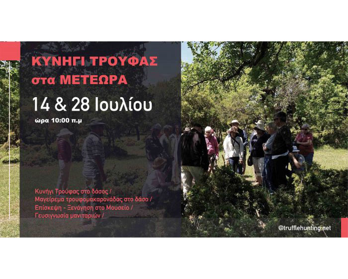 Κυνήγια Τρούφας στις 14 και 28 Ιουλίου για μεμονωμένους επισκέπτες Κυνήγια Τρούφας στις 14 και 28 Ιουλίου για μεμονωμένους επισκέπτες